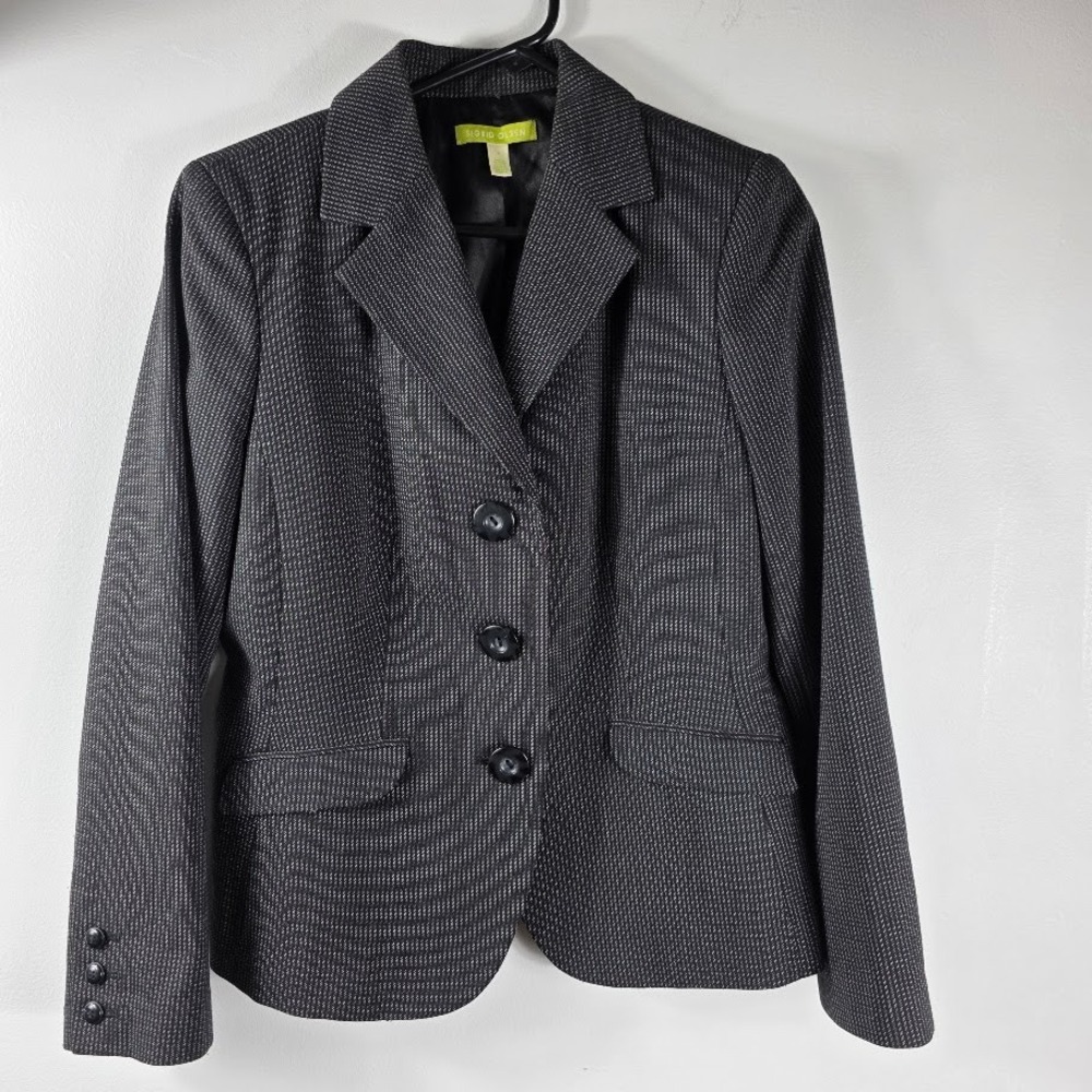 Sigrid Olsen Women's Black & Gray Pinstripe Blazer‎ Size 8